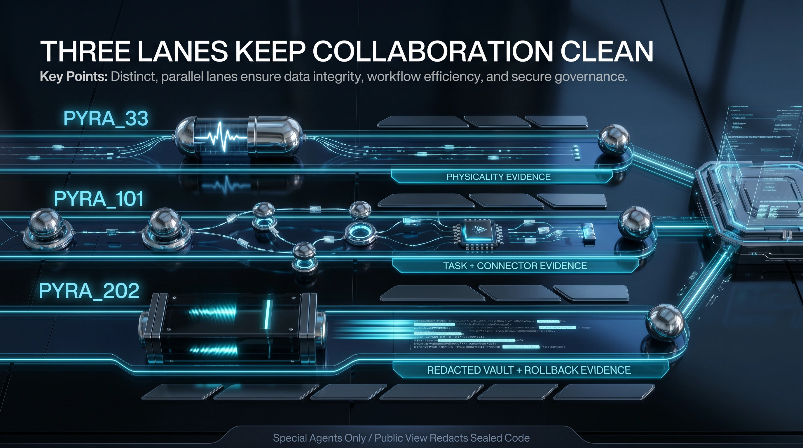 Three Lanes Keep Collaboration Clean schematic plate
